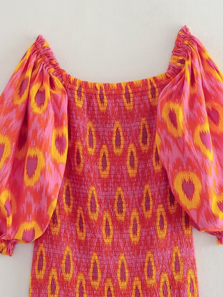 Necka™ - Bohemian Puff Sleeve Dress
