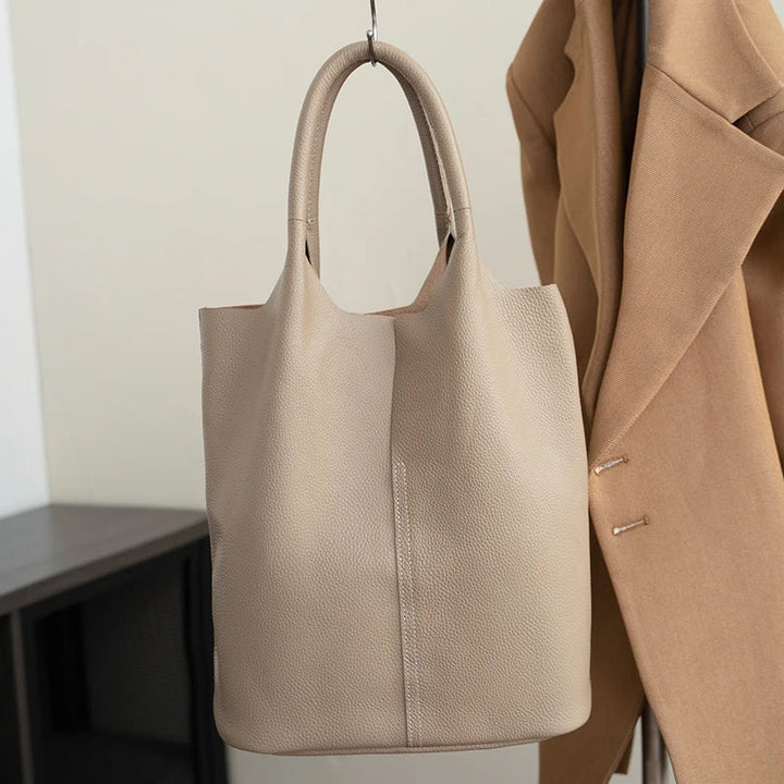 saga™ – light blue bucket bag in luxury leather look