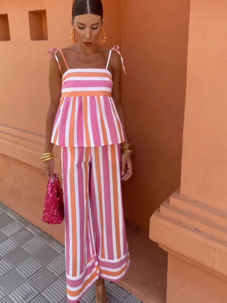 Hannie | Striped Top and Pants Set