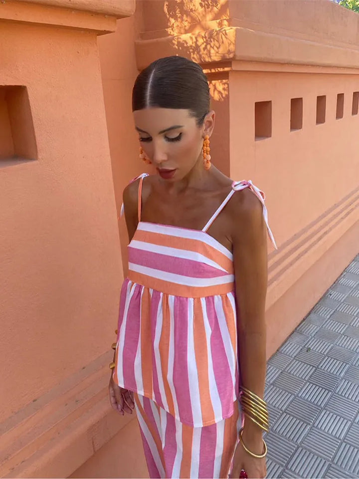 Hannie | Striped Top and Pants Set