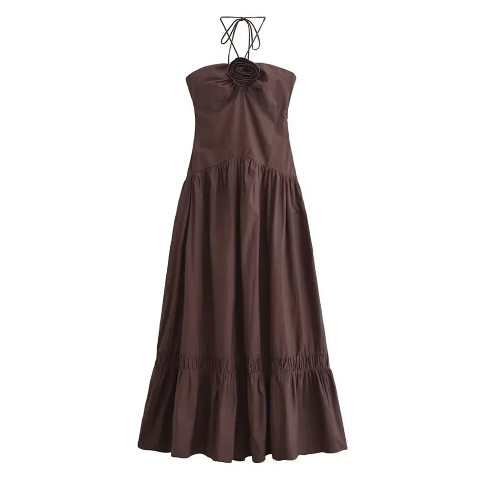 Jackie™ - Rose Detail Halter Dress
