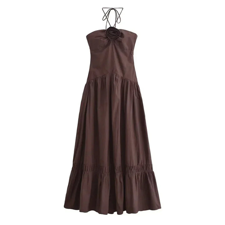Jackie™ - Rose Detail Halter Dress