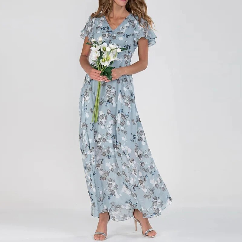Elvianne – Long Summer Dress with Vivid Floral Print