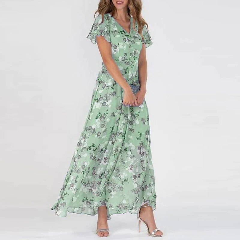 Elvianne – Long Summer Dress with Vivid Floral Print