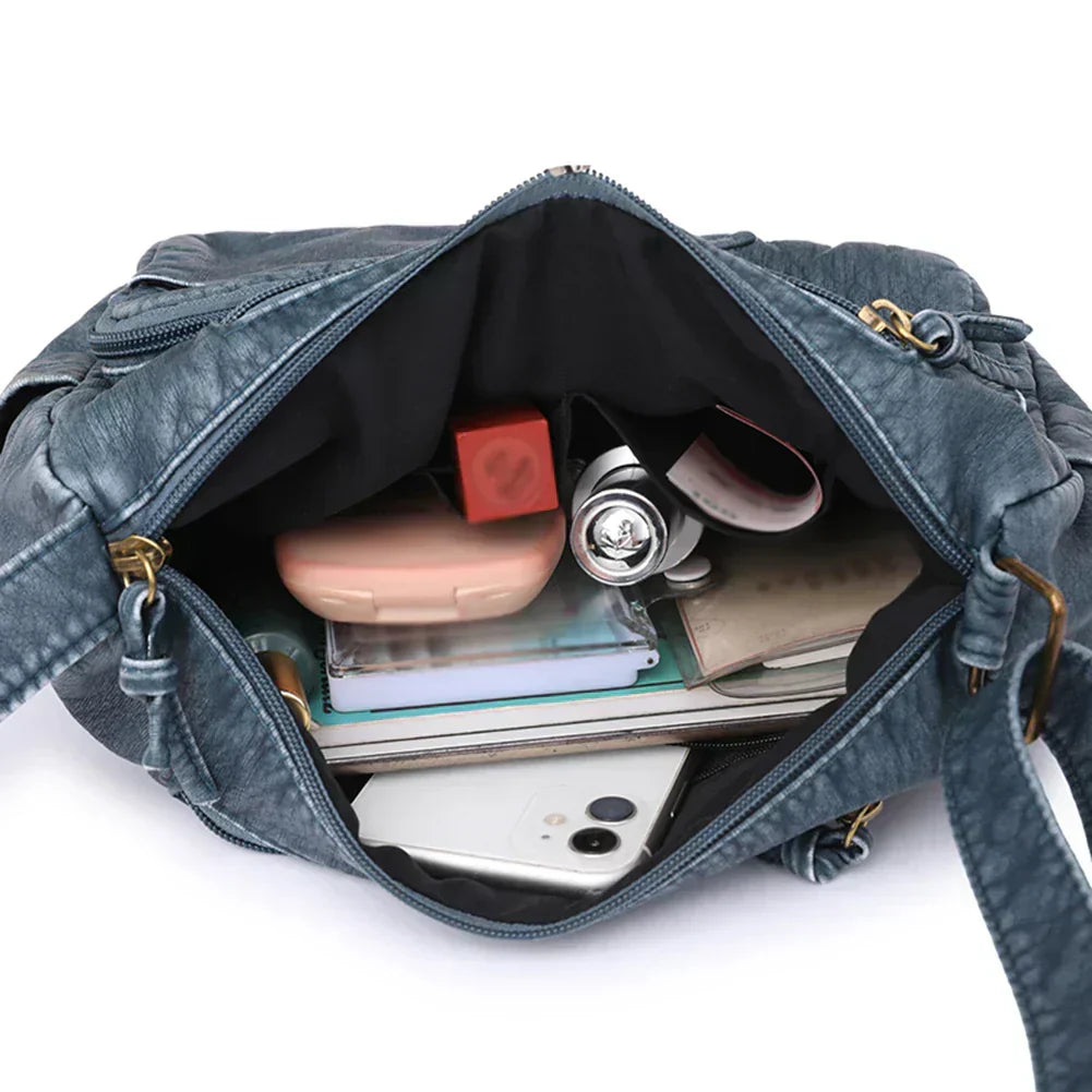Lykke™ | Vintage Leather Shoulder Bag with Multiple Compartments