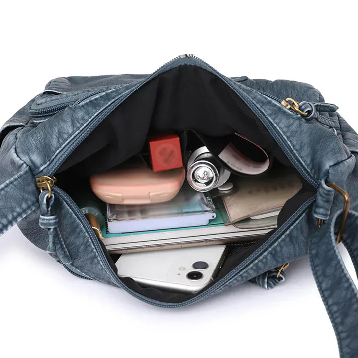 Lykke™ | Vintage Leather Shoulder Bag with Multiple Compartments