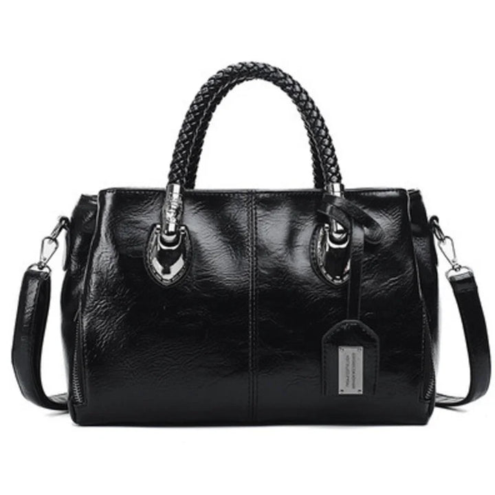 Pia™ | Elegant leather bag with braided handles