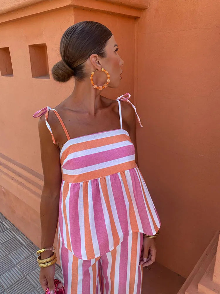 Hannie | Striped Top and Pants Set