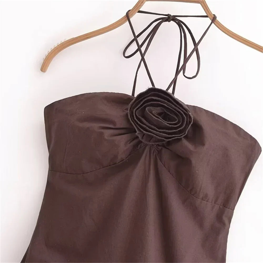 Jackie™ - Rose Detail Halter Dress