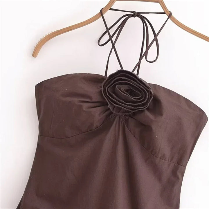 Jackie™ - Rose Detail Halter Dress