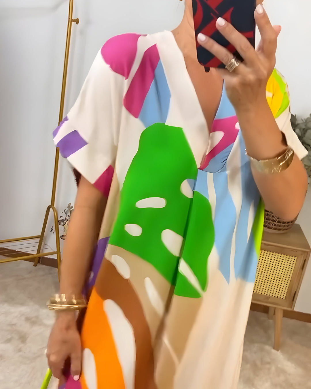 Nerissa™ – Casual Dress with Colorful Leaf Print for a Fresh and Natural Style