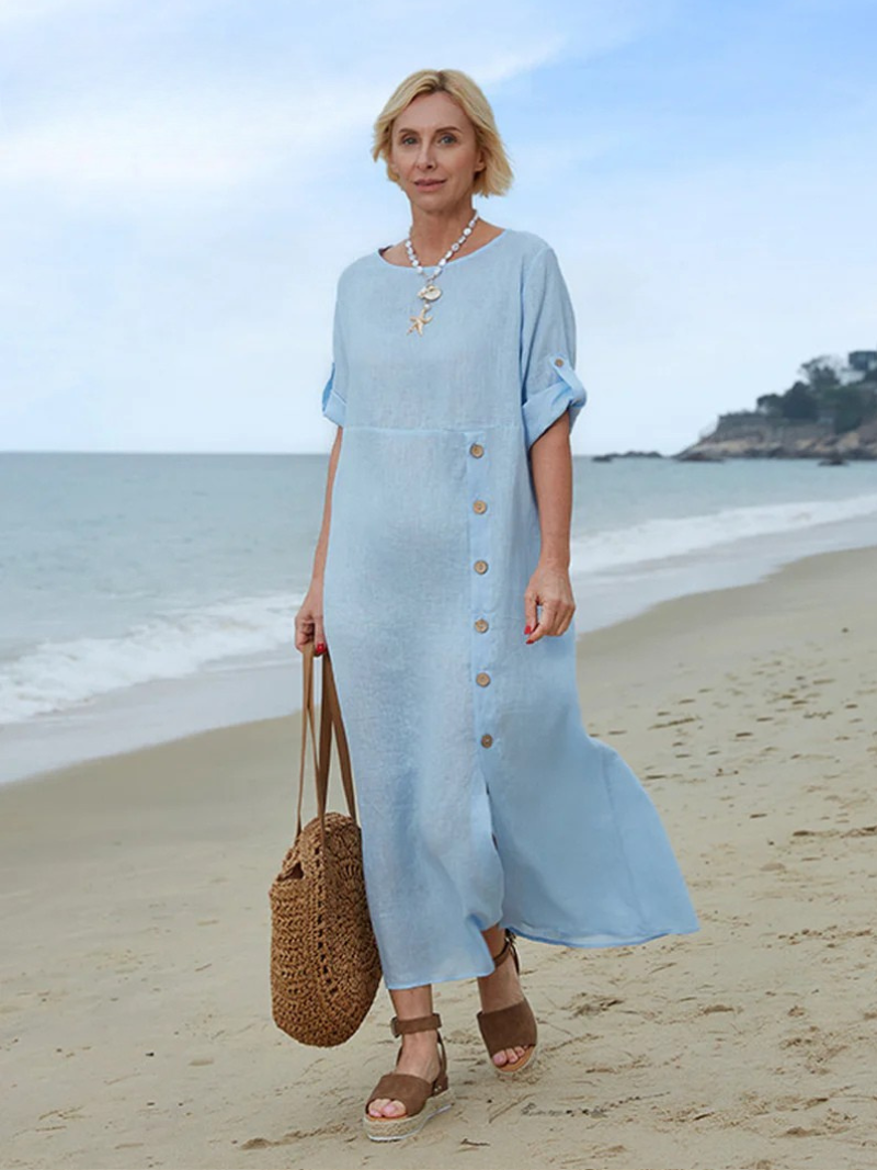 Women's Comfortable Button Pocket Dress