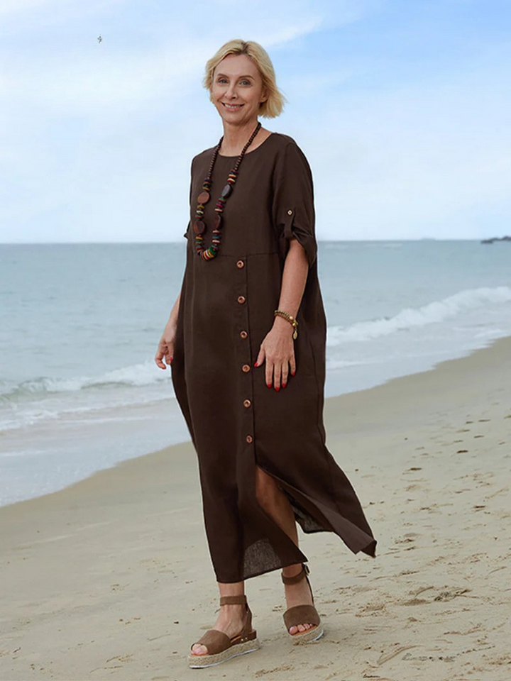 Women's Comfortable Button Pocket Dress