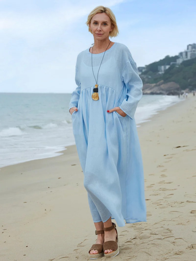 Women's Crew Neck Pocket Dress