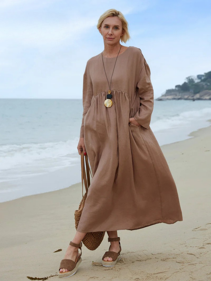 Women's Crew Neck Pocket Dress
