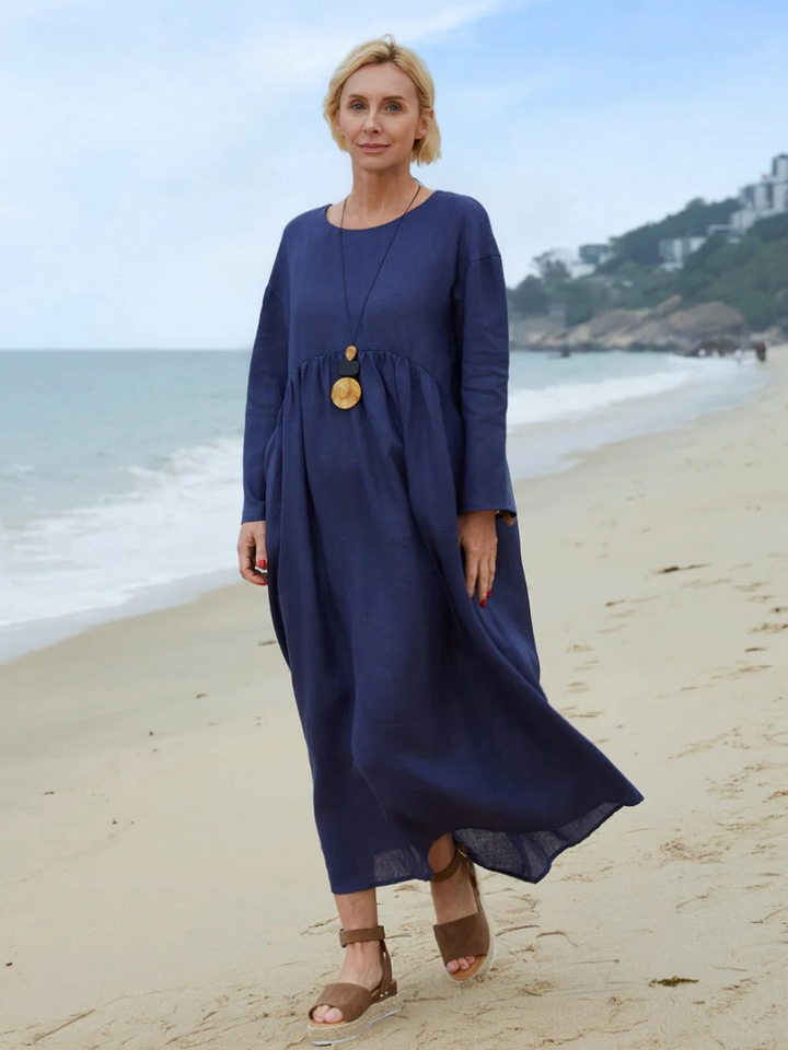 Women's Crew Neck Pocket Dress