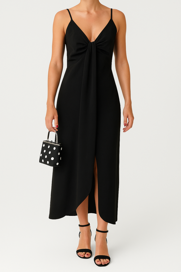 Yvette – V-Neck Dress with Elegant Button Detail