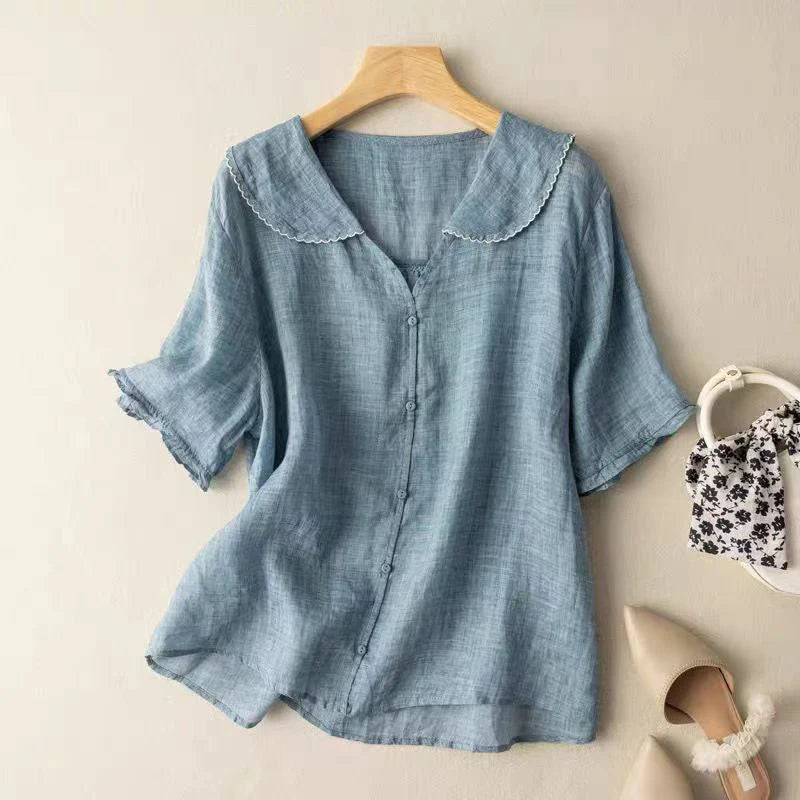 Sotiria - Elegant Short Sleeve Blouse