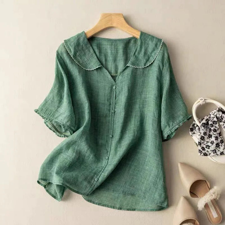 Sotiria - Elegant Short Sleeve Blouse
