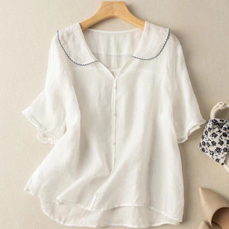 Sotiria - Elegant Short Sleeve Blouse