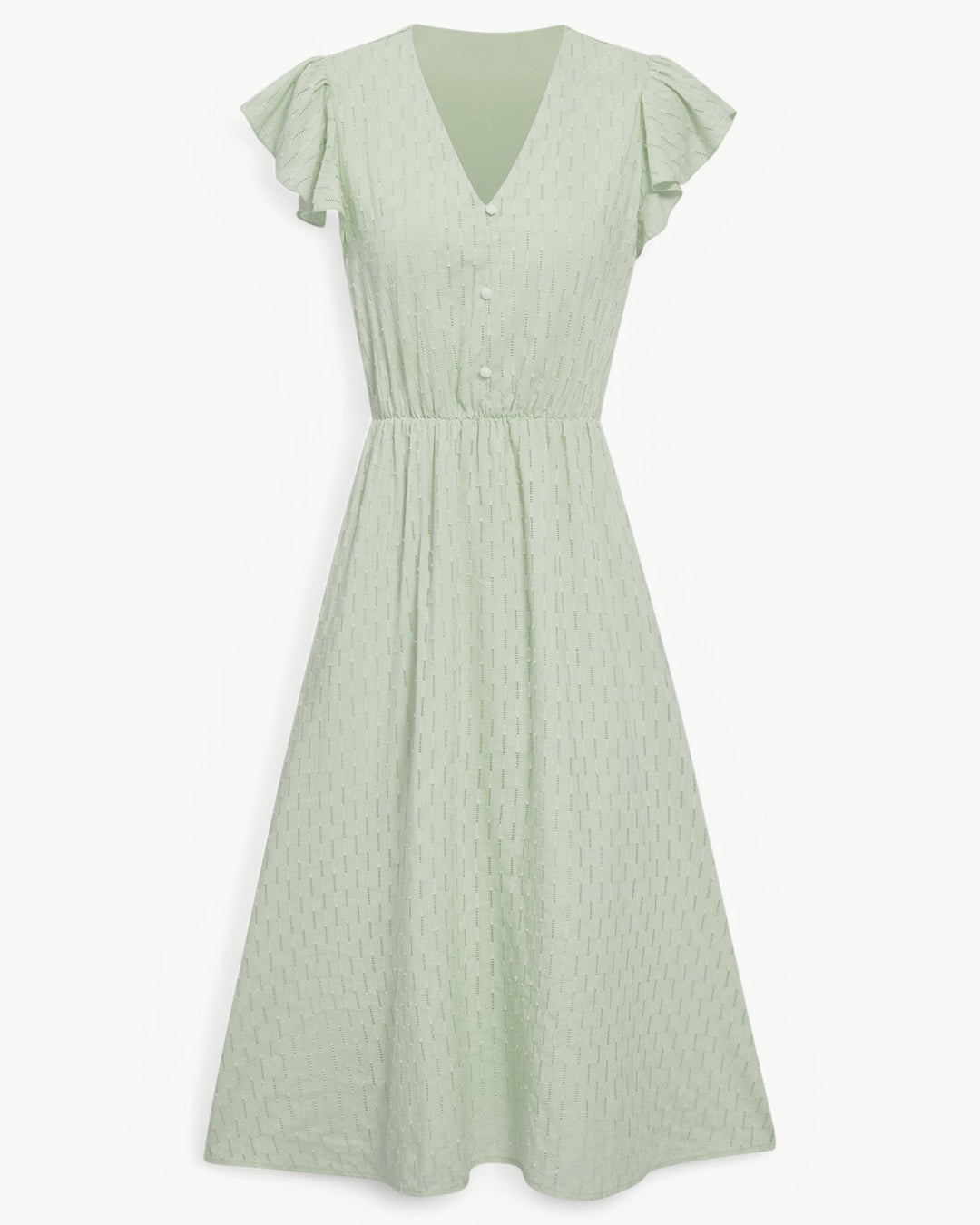 Lara™ | V-Neck Midi Dress with Ruffled Sleeves