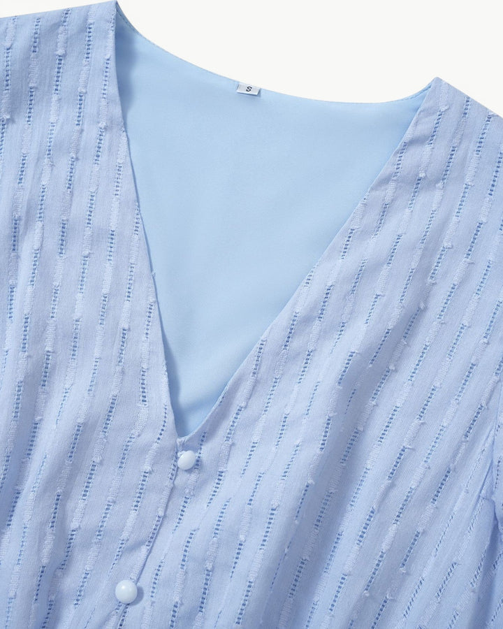 Lara™ | V-Neck Midi Dress with Ruffled Sleeves