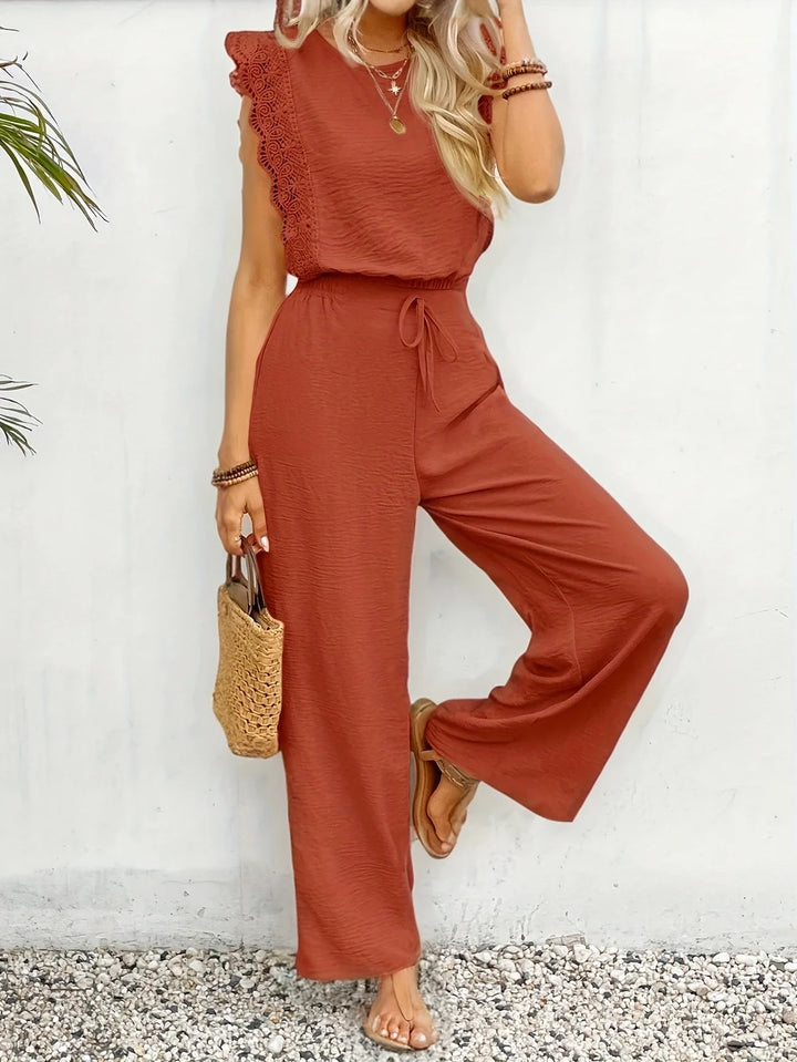Ziva - Elegant Lace Top And Wide Leg Pants