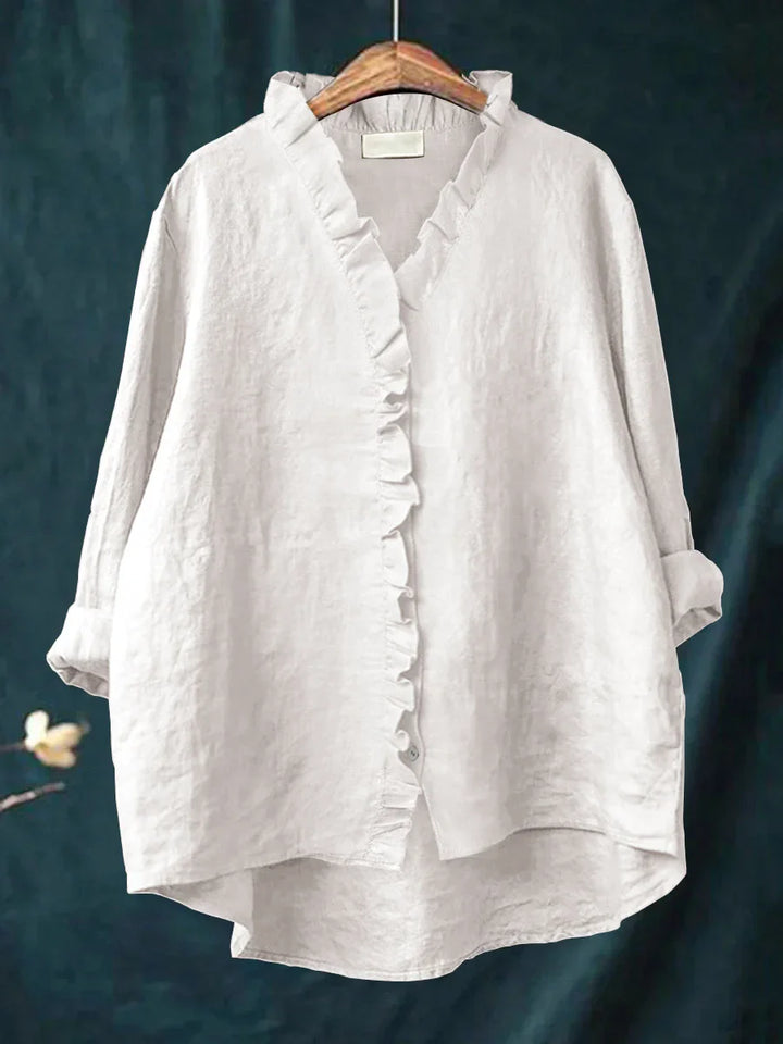 Sanela - Casual Cotton Ruffle Shirt