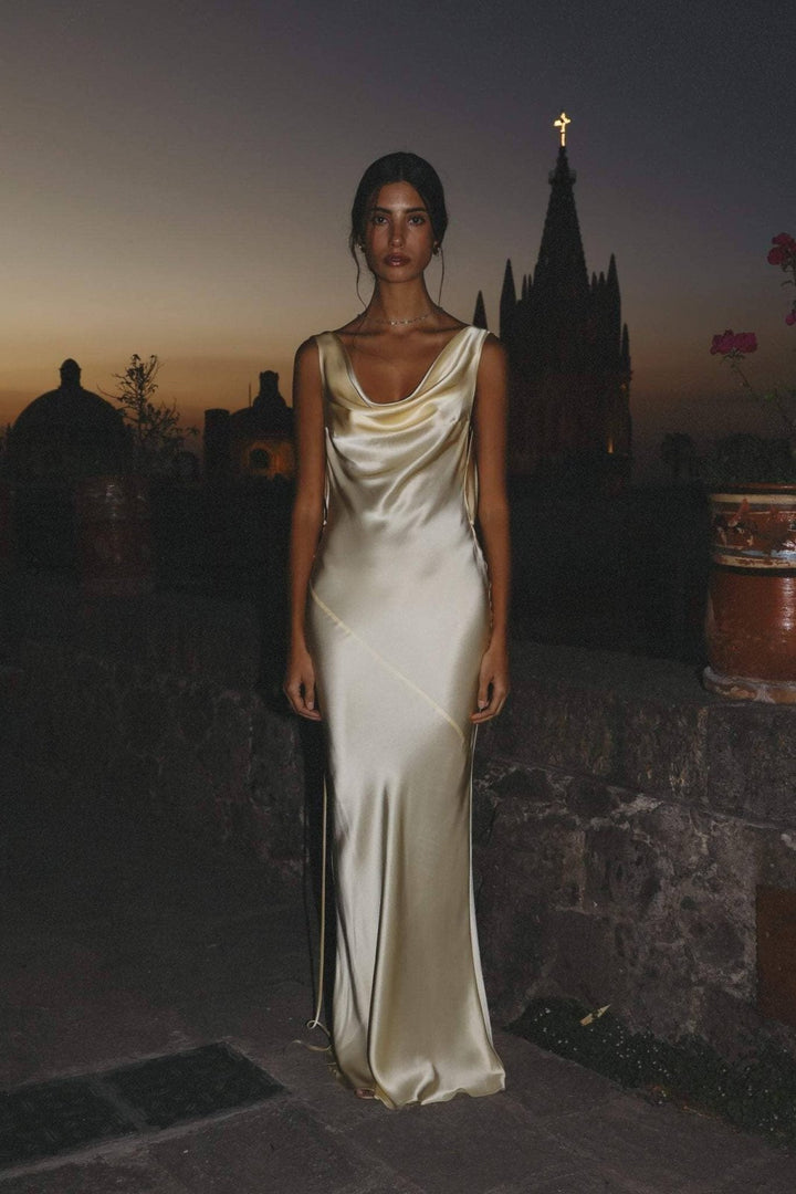 Charlotte™ | Elegant Silk Maxi Robe with Open Back