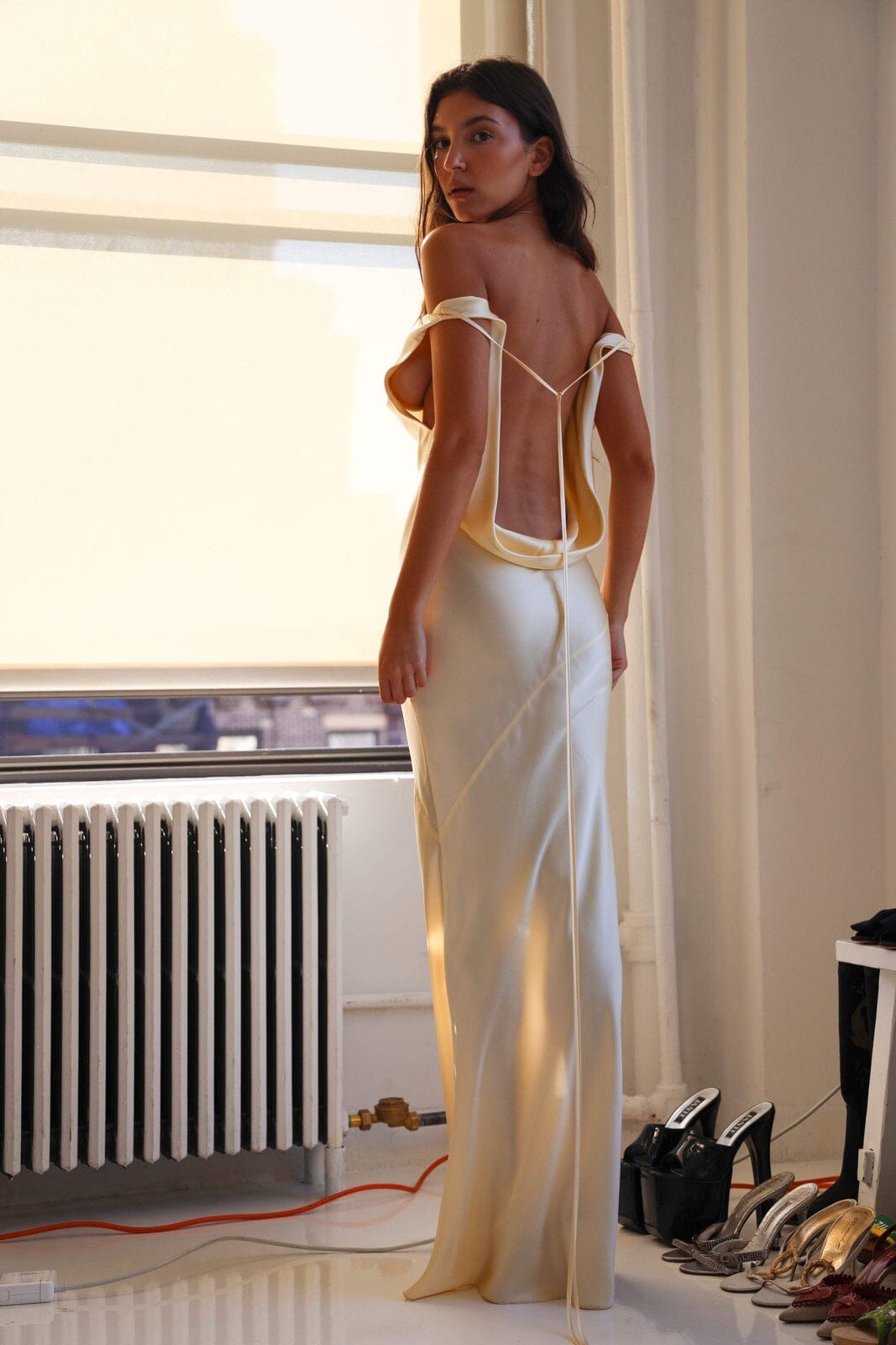 Charlotte™ | Elegant Silk Maxi Robe with Open Back
