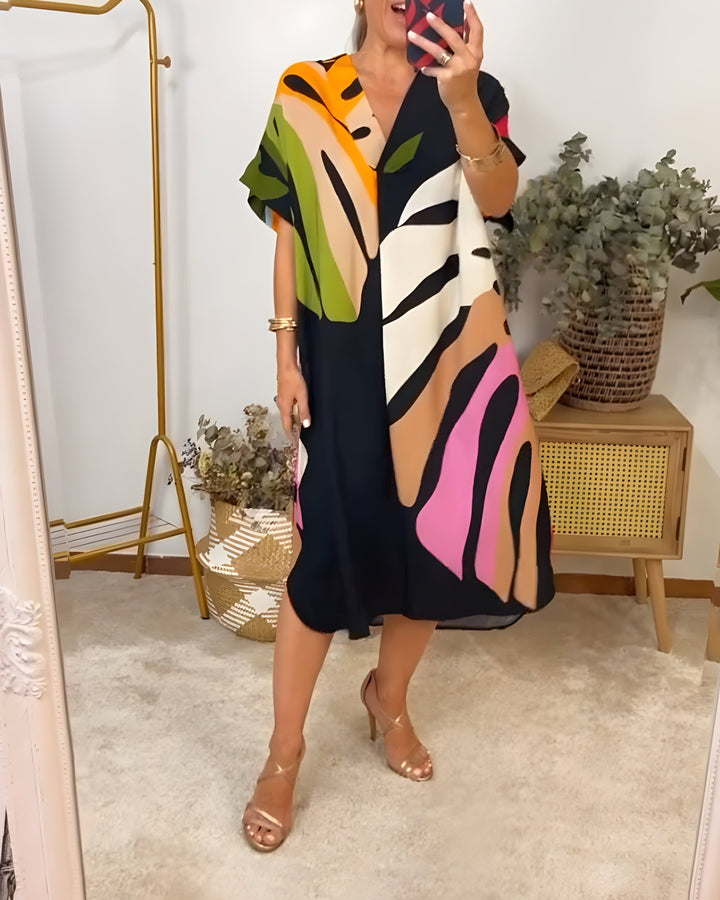 Nerissa™ – Casual Dress with Colorful Leaf Print for a Fresh and Natural Style