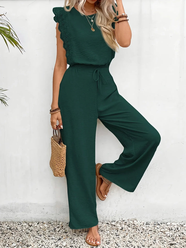 Ziva - Elegant Lace Top And Wide Leg Pants
