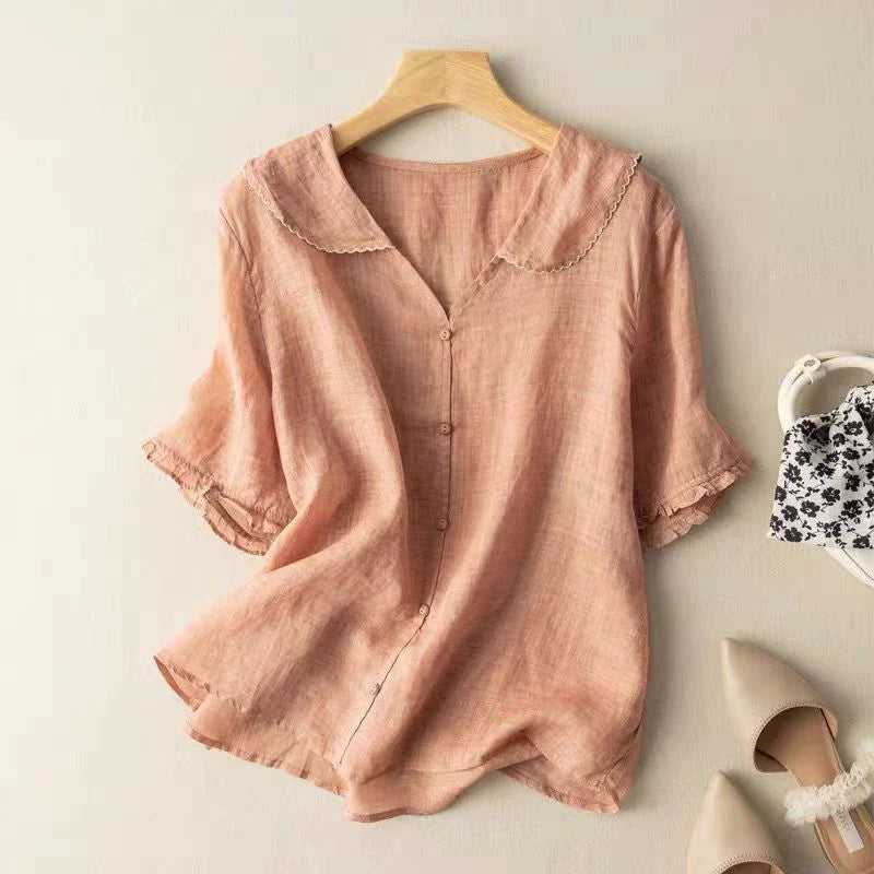 Sotiria - Elegant Short Sleeve Blouse