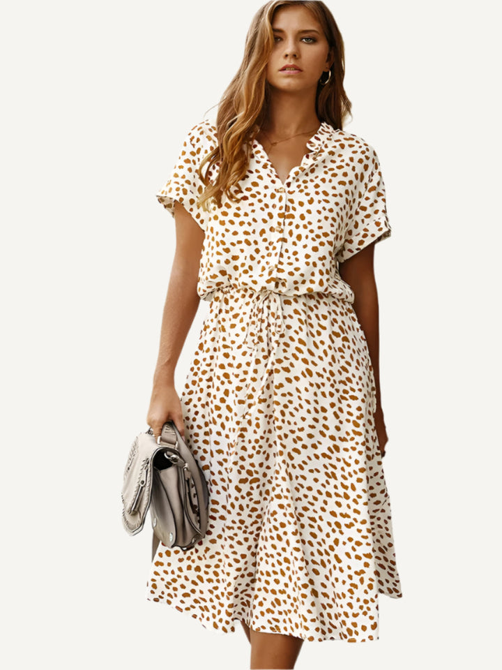 Lorvanna – Comfortable Summer Dress with Stylish Print and Short Sleeves