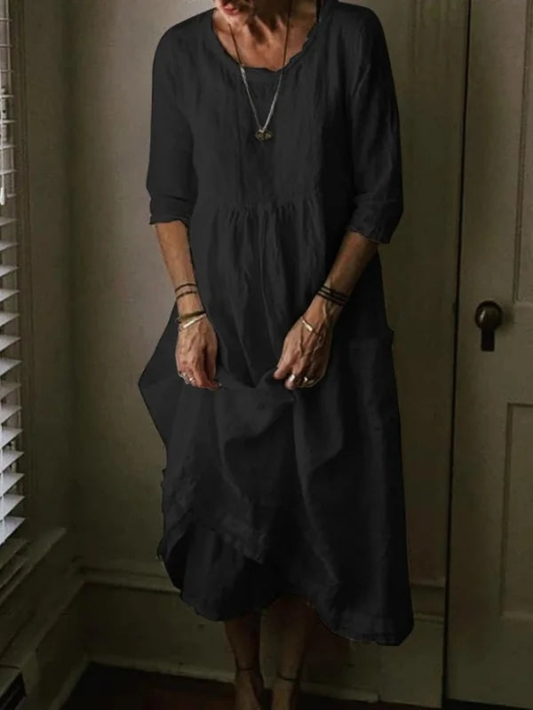 Tasoula - Elegant Round Neck Dress