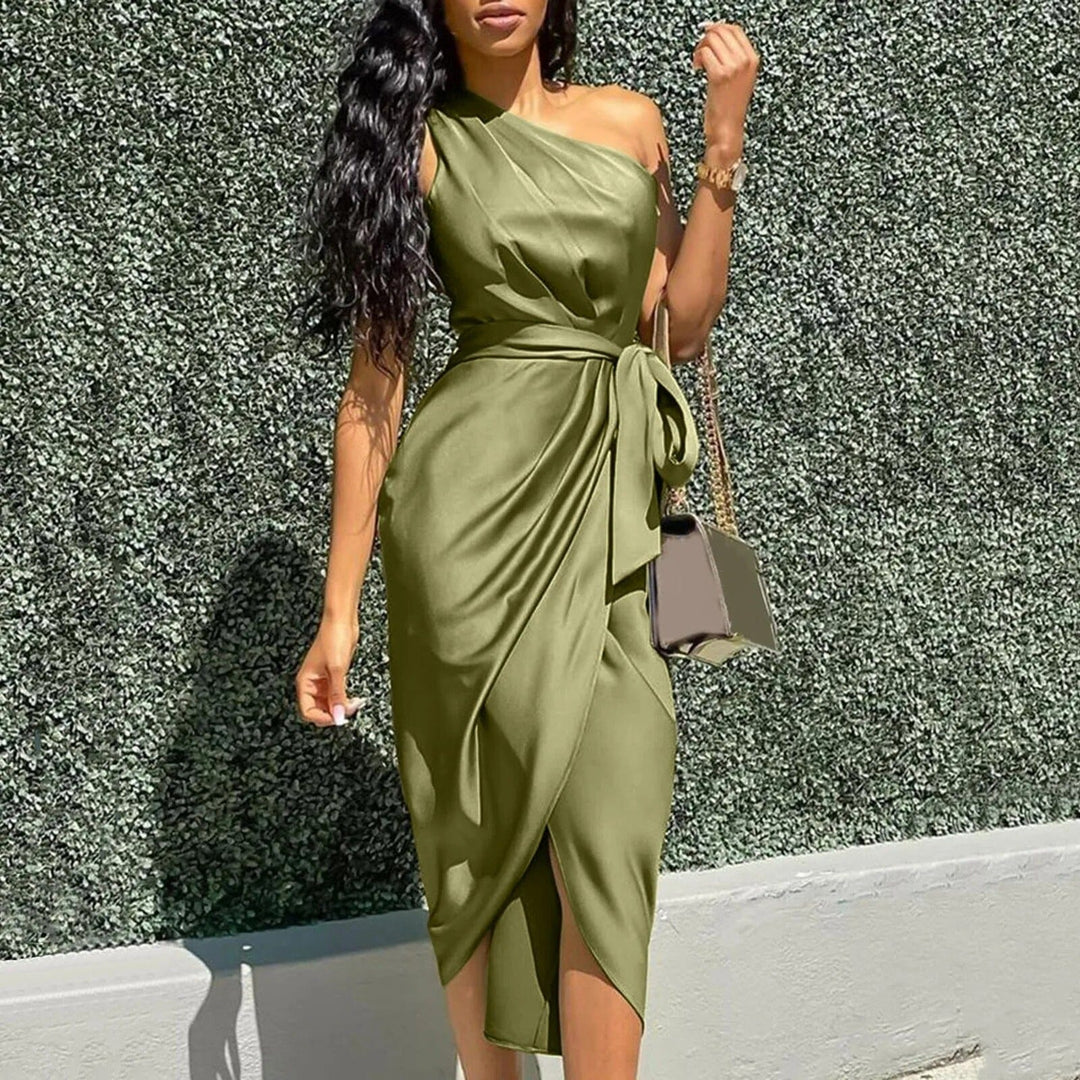Eve™ | Asymmetrical Maxi Silk Robe with Ruffles