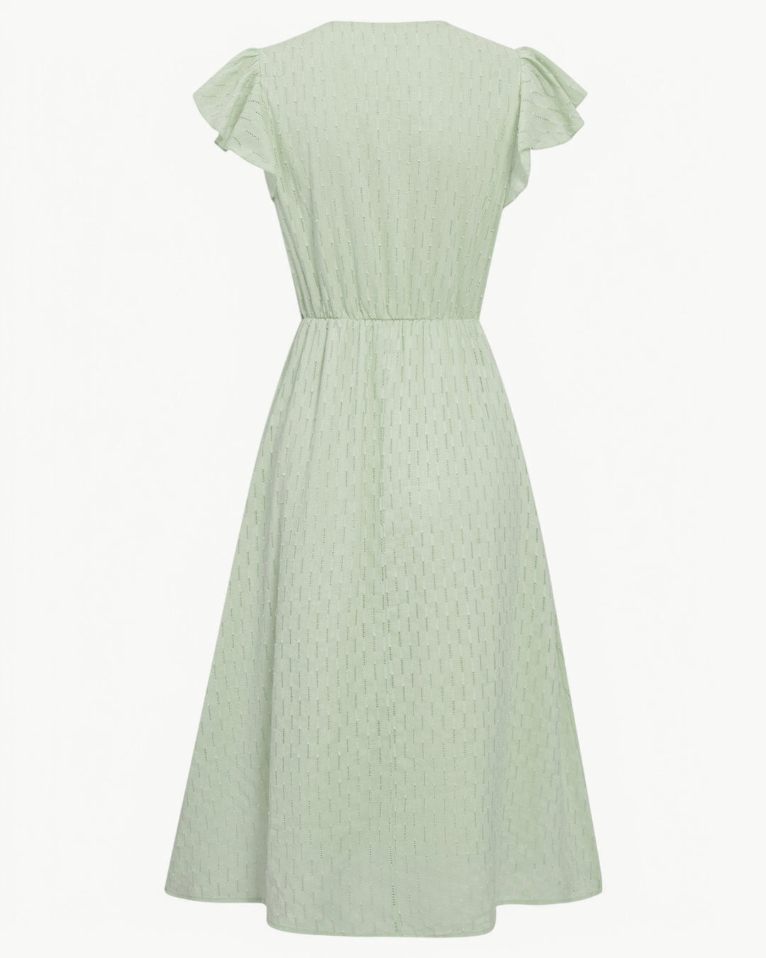 Lara™ | V-Neck Midi Dress with Ruffled Sleeves