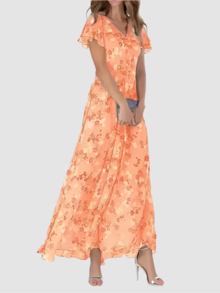 Elvianne – Long Summer Dress with Vivid Floral Print