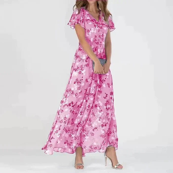 Elvianne – Long Summer Dress with Vivid Floral Print