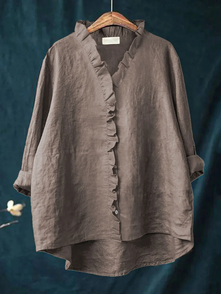 Diana | Ruffled Cotton-Linen Shirt