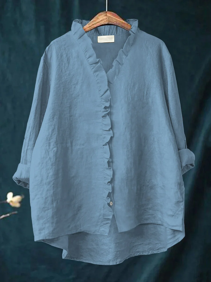 Diana | Ruffled Cotton-Linen Shirt