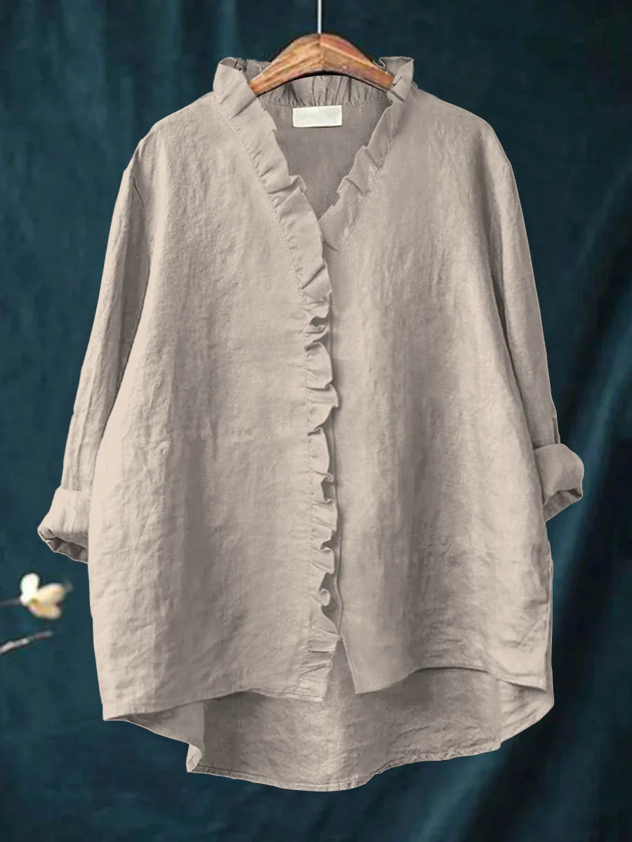 Diana | Ruffled Cotton-Linen Shirt