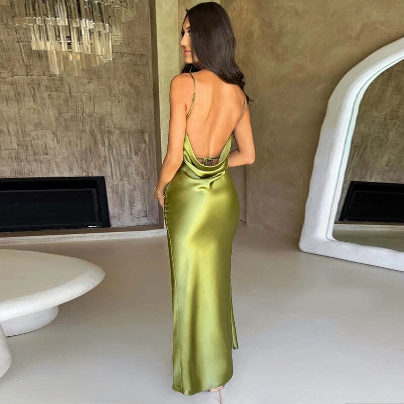 Lily™ | Maxi Satin Robe with Spaghetti Straps