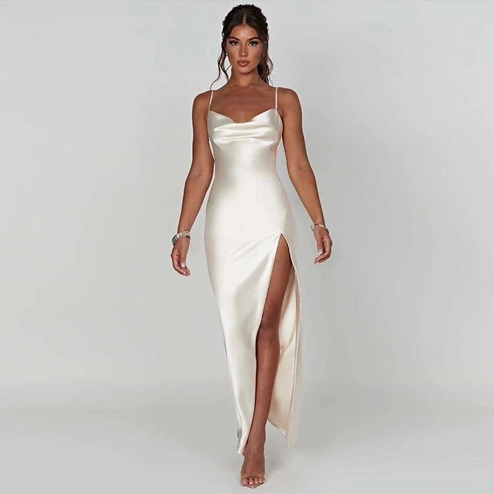 Lily™ | Maxi Satin Robe with Spaghetti Straps