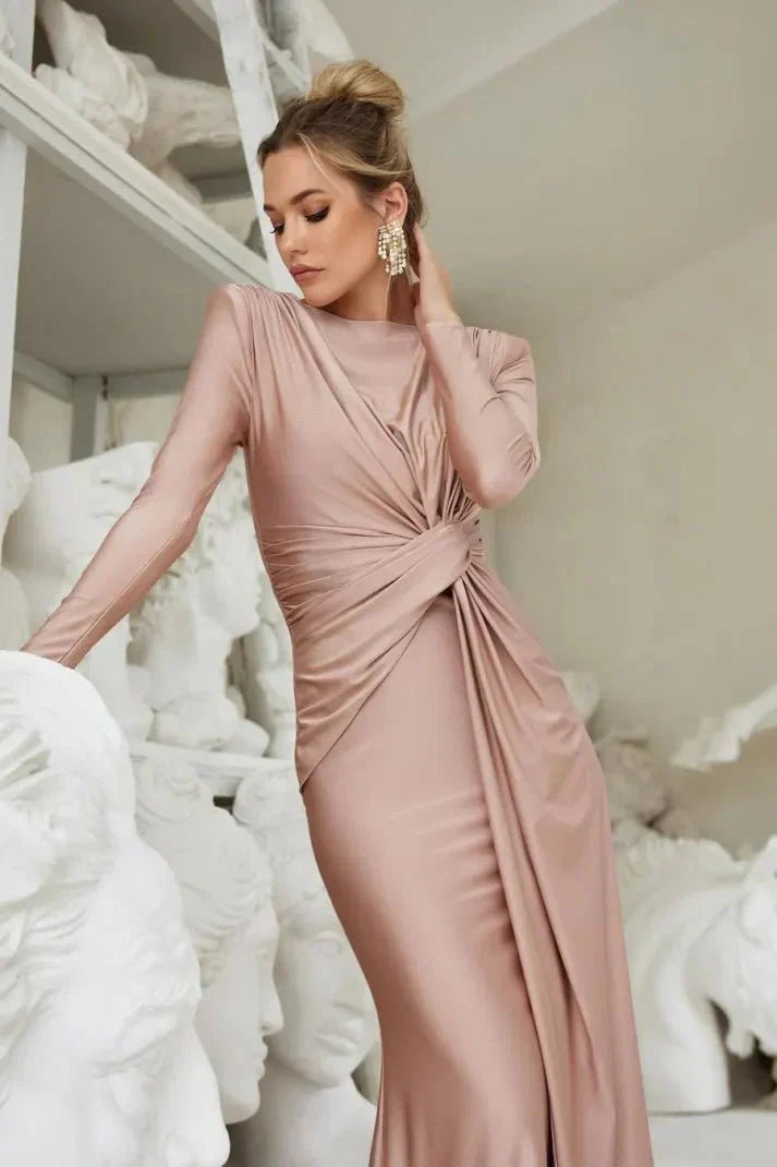 Michaela™ | Elegant Maxi Dress with Long Sleeves and Ruffles
