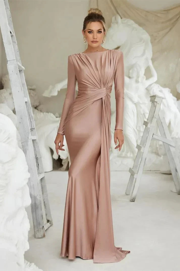 Michaela™ | Elegant Maxi Dress with Long Sleeves and Ruffles