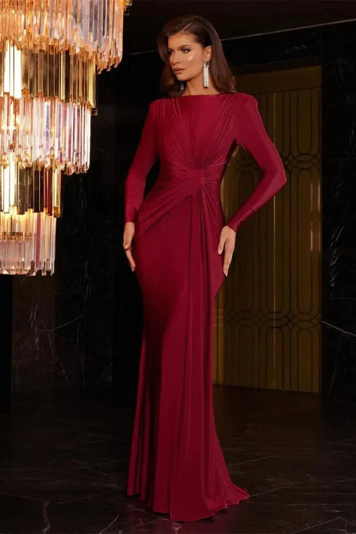 Michaela™ | Elegant Maxi Dress with Long Sleeves and Ruffles
