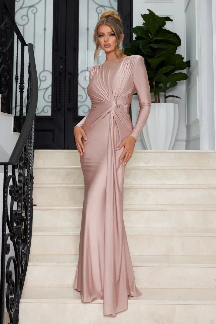 Michaela™ | Elegant Maxi Dress with Long Sleeves and Ruffles