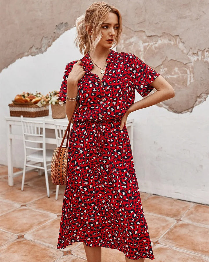 Lorvanna – Comfortable Summer Dress with Stylish Print and Short Sleeves