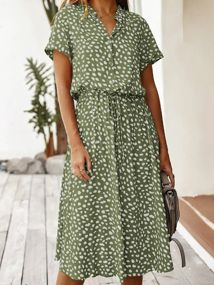 Lorvanna – Comfortable Summer Dress with Stylish Print and Short Sleeves